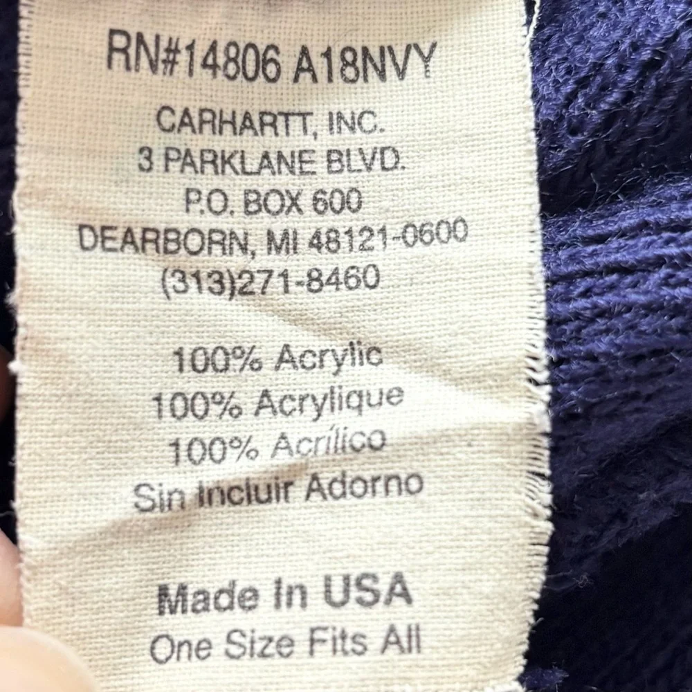 Carhartt Beanie Hat Cap Blue One Size Cuffed Knit Skater Workwear Mens‎ Unisex